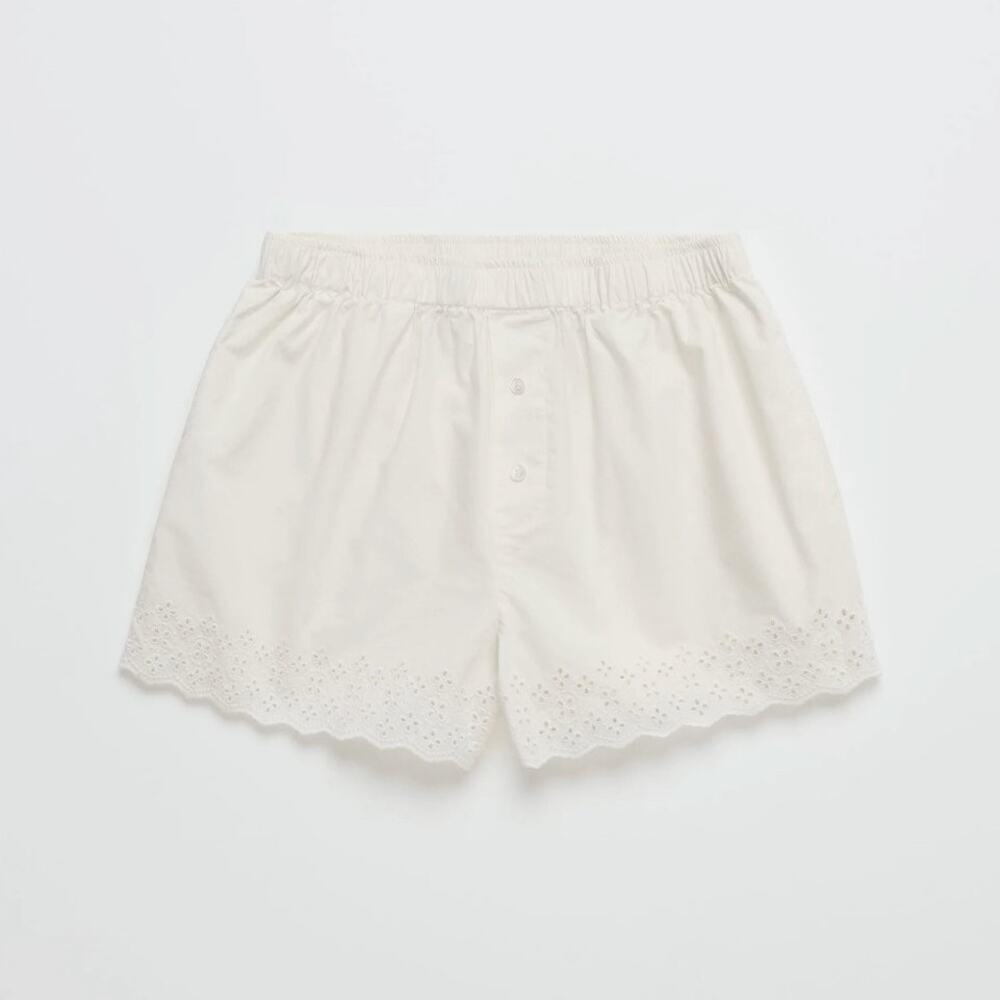 Madhappy Eyelet Boxer Short Size Small Vanilla Cotton Comfort Scallop Edge